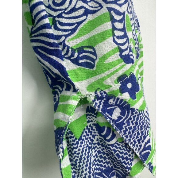 Gretchen Scott Dress Kids 8/10 Green Tiger Print Tunic Spring Easter Preppy - Picture 4 of 7